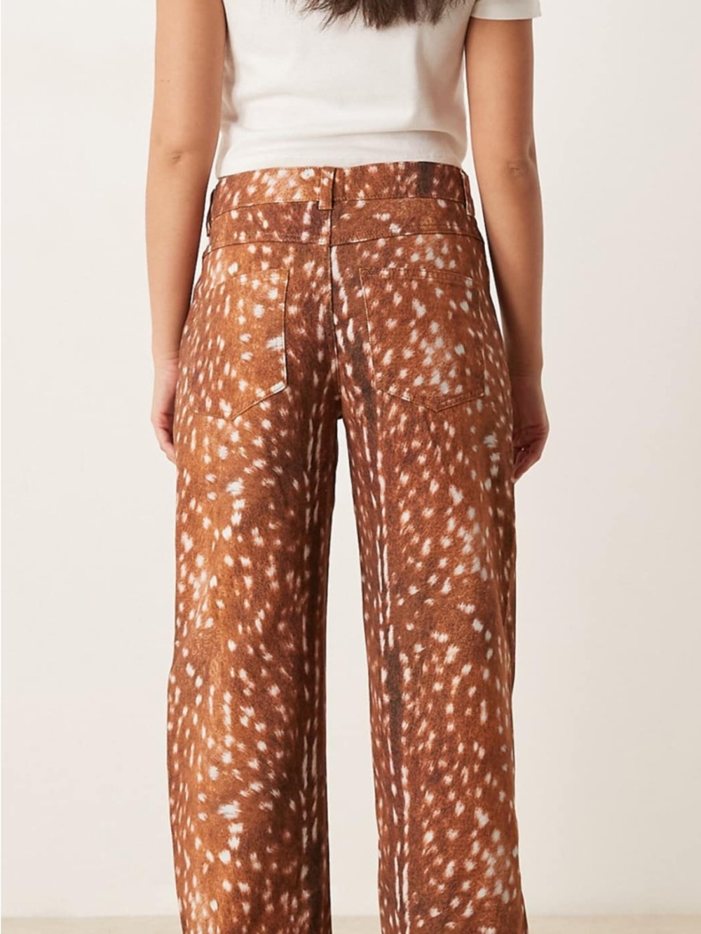 ASOS Brown Spotted Wide Leg Pants US 8 - Picture 2 of 8